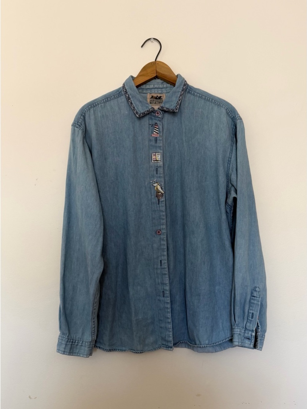 Northern Reflections Light Blue Denim Shirt with Nautical Embroidery - Picture 2 of 2